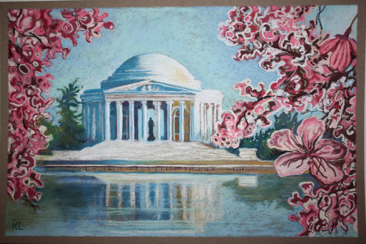 Jefferson Memorial In Spring - soft pastel